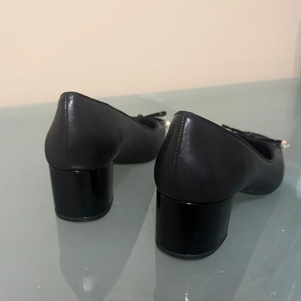 Michael Kors Black Leather Loafers – Size 8 with Pearl Details